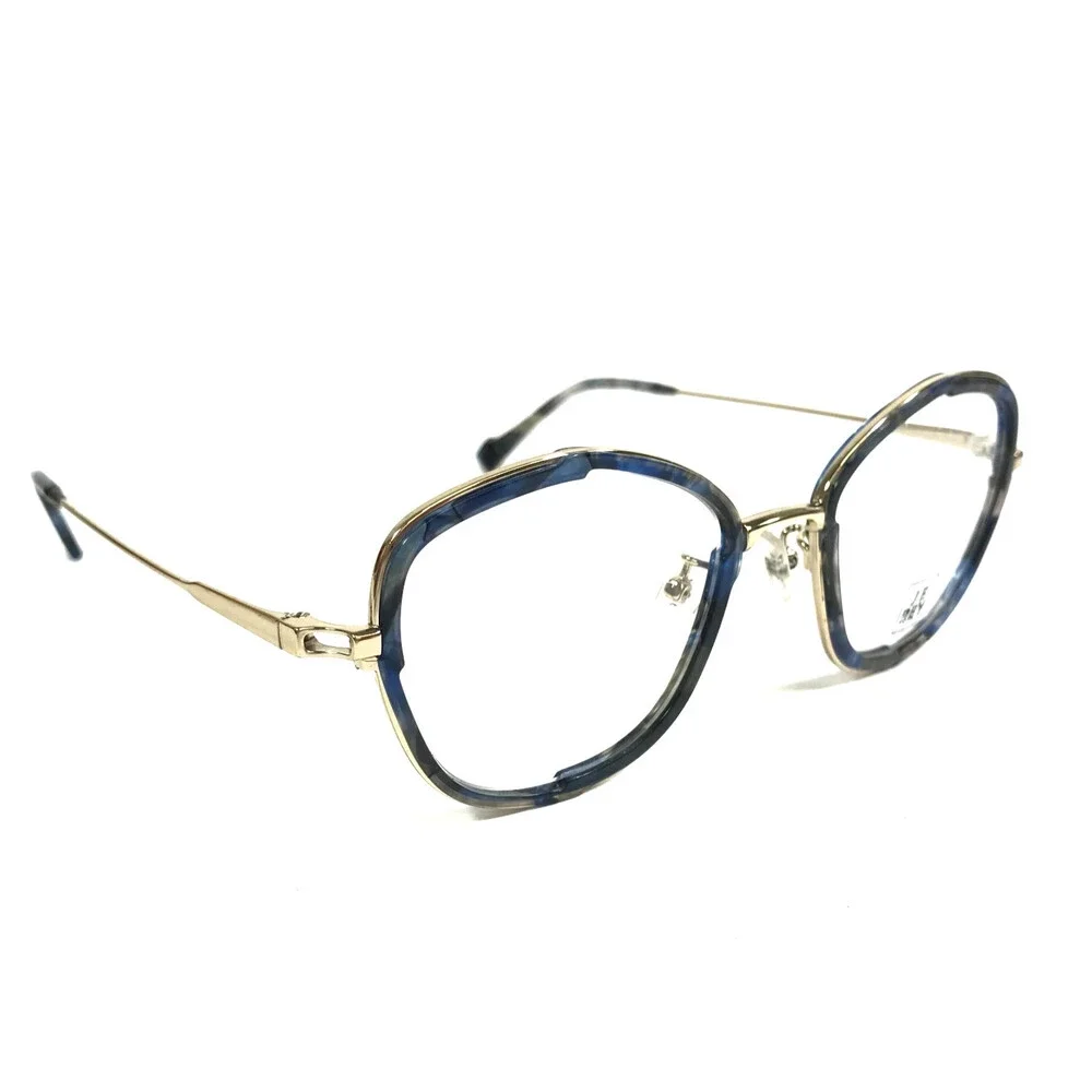 J.F. Rey Eyeglasses Frames JF2987 5520 Blue Brown Marble Gold Full Rim 49-21-143